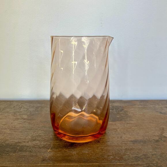 Vintage Peachy Pink Swirl Glass Pitcher | Glass Vase | Boho Chic - Picture 2 of 6